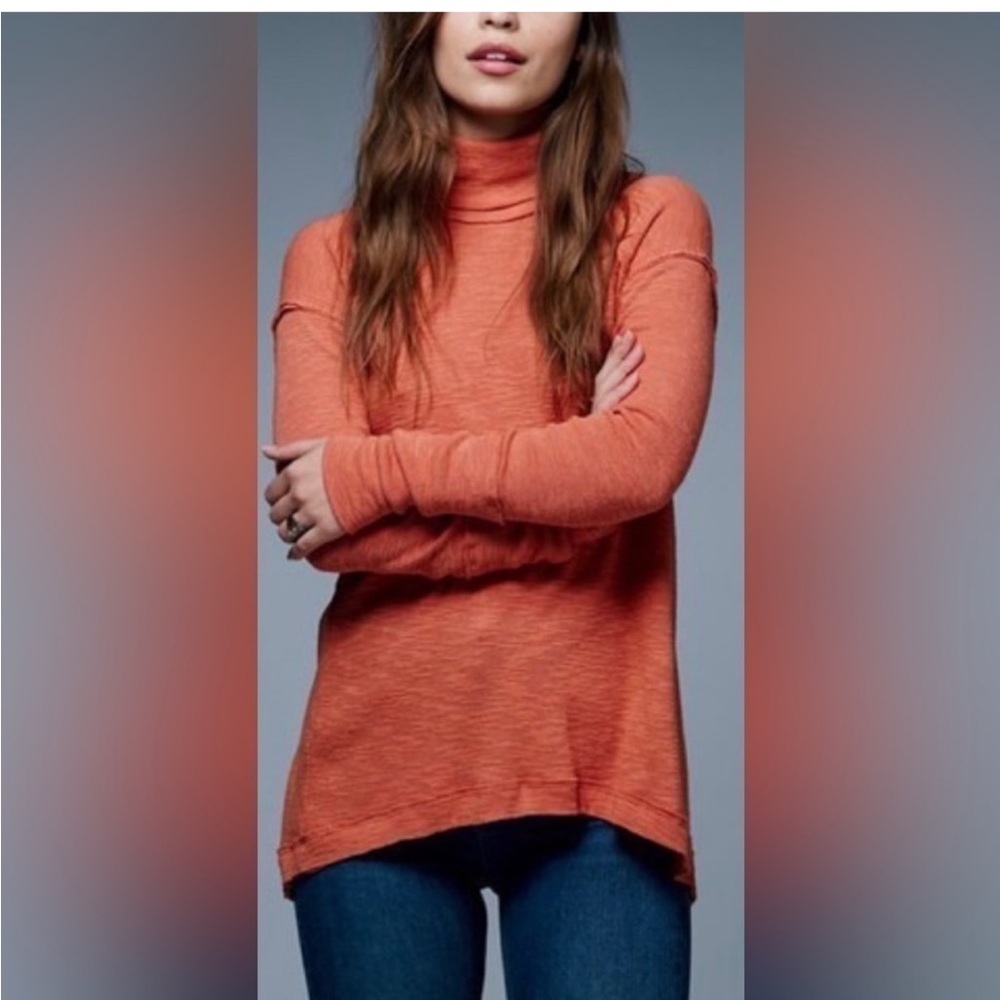We the Free Split back Turtleneck Burnt Orange M